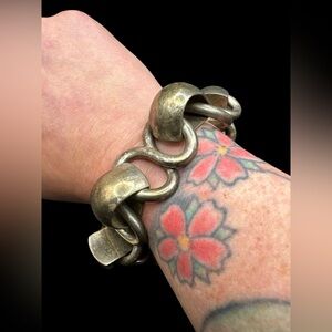 Vintage Unisex Heavy Sterling Silver Belcher Link Cable Bracelet 8.25” 133 grams